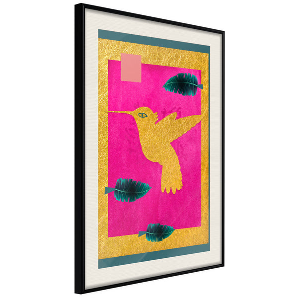 Poster - Native American Hummingbird  - zwart passepartout