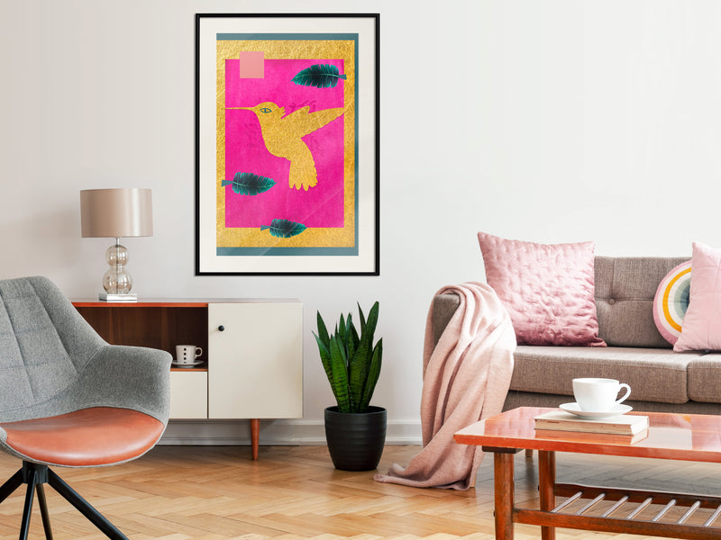 Poster - Native American Hummingbird  - zwart passepartout