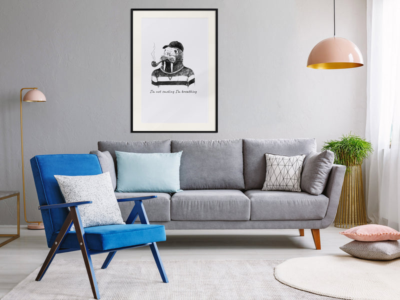 Poster - Captain Walrus  - zwart passepartout