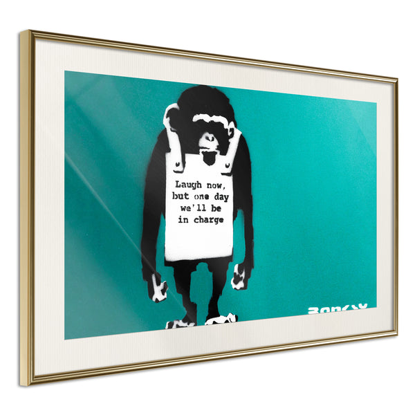 Poster - Banksy: Laugh Now  - goud passepartout