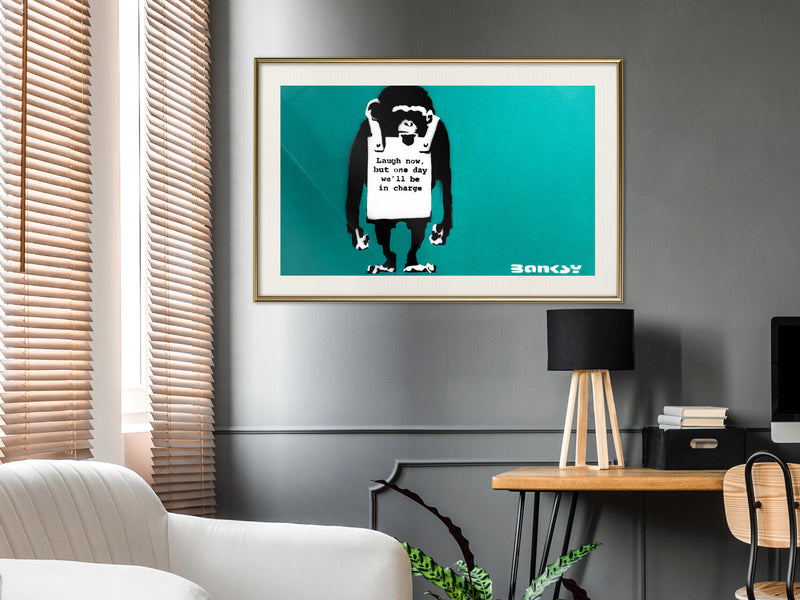 Poster - Banksy: Laugh Now  - goud passepartout