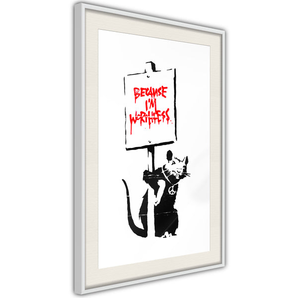 Poster - Banksy: Because Im Worthless  - wit passepartout