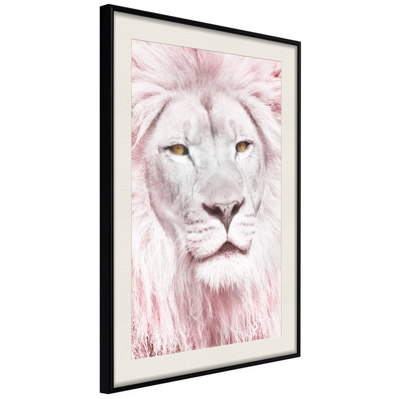 Poster - Dreamy Lion  - zwart passepartout
