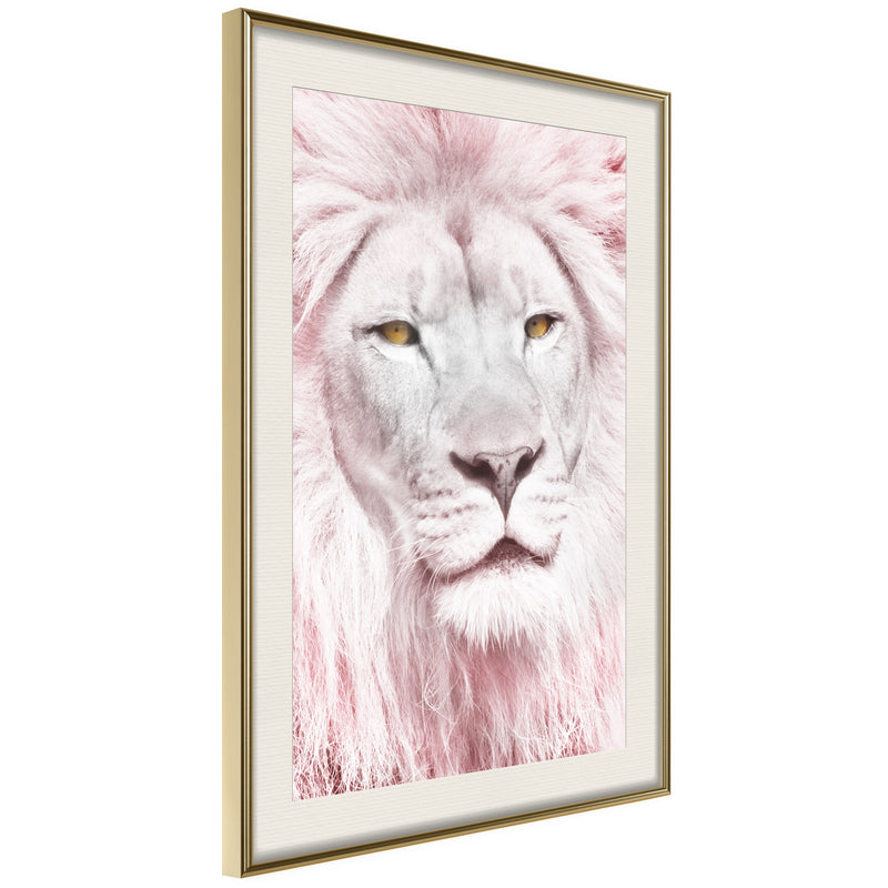 Poster - Dreamy Lion  - goud passepartout