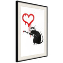 Poster - Banksy: Love Rat  - zwart passepartout