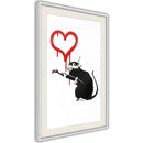 Poster - Banksy: Love Rat  - wit passepartout