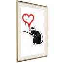 Poster - Banksy: Love Rat  - goud passepartout