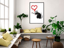 Poster - Banksy: Love Rat  - zwart