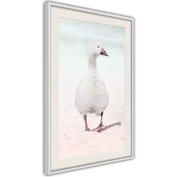 Poster - Walking Goose  - wit passepartout