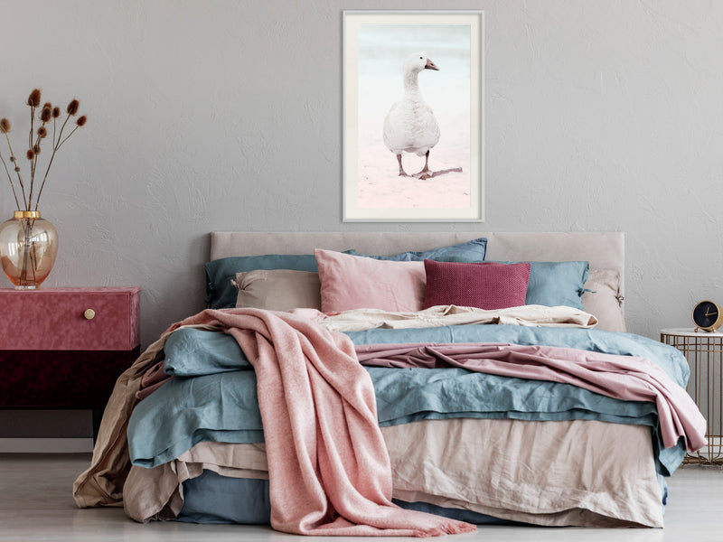 Poster - Walking Goose  - wit passepartout