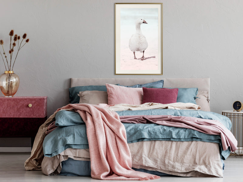 Poster - Walking Goose  - goud passepartout