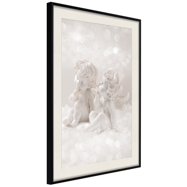 Poster - Cute Angels  - zwart passepartout