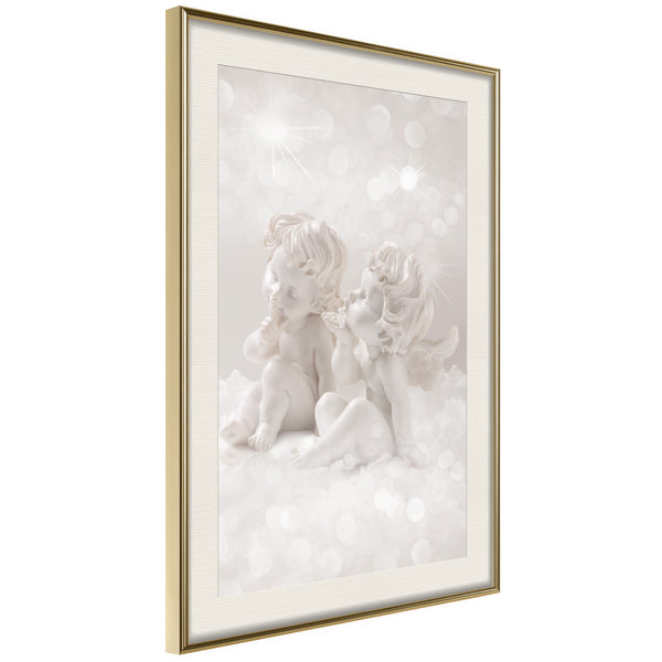 Poster - Cute Angels  - goud passepartout