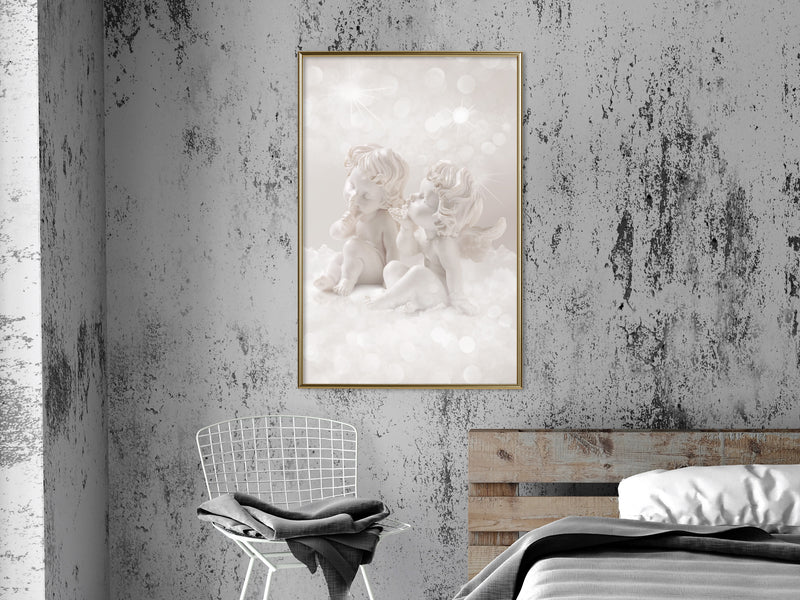 Poster - Cute Angels  - goud