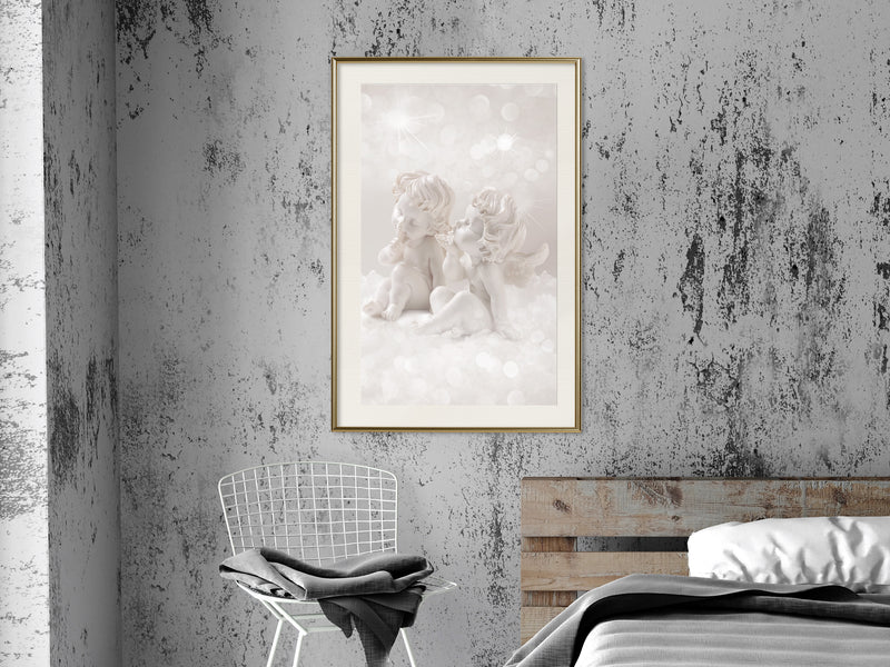 Poster - Cute Angels  - goud passepartout