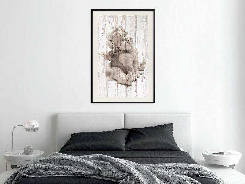 Poster - Winged Baby  - zwart passepartout