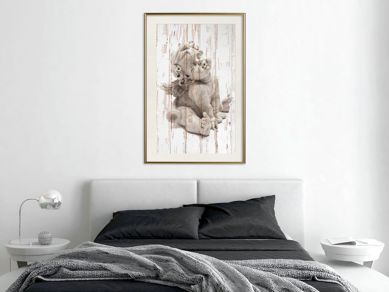 Poster - Winged Baby  - goud passepartout