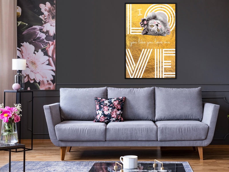 Poster - Cat Love  - zwart