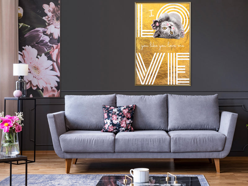 Poster - Cat Love  - goud