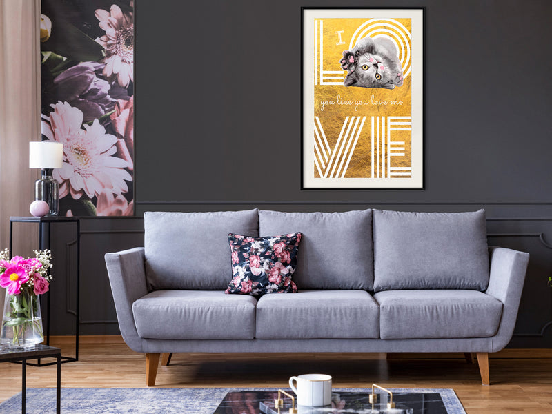 Poster - Cat Love  - zwart passepartout