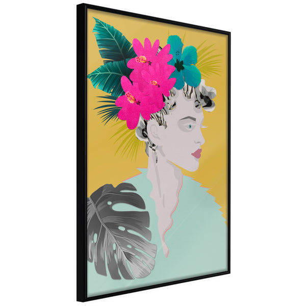 Poster - Crown of Flowers  - zwart