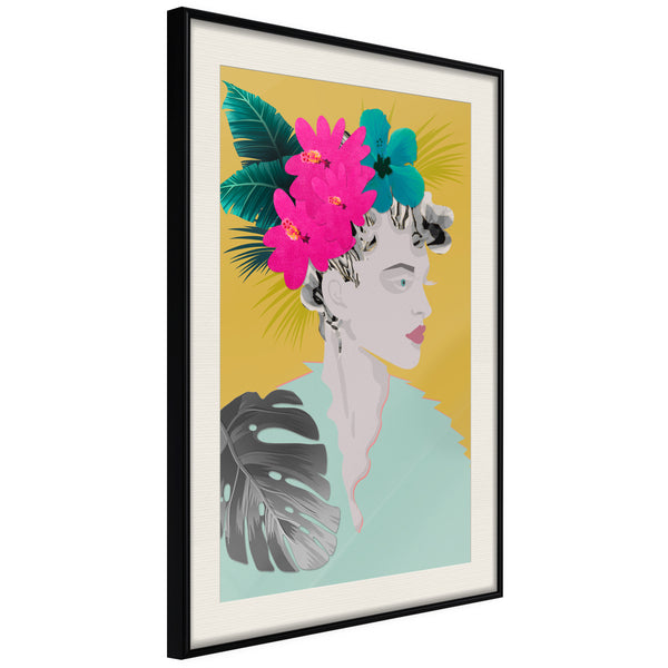 Poster - Crown of Flowers  - zwart passepartout