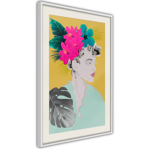 Poster - Crown of Flowers  - wit passepartout