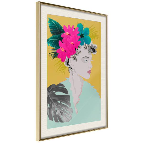 Poster - Crown of Flowers  - goud passepartout