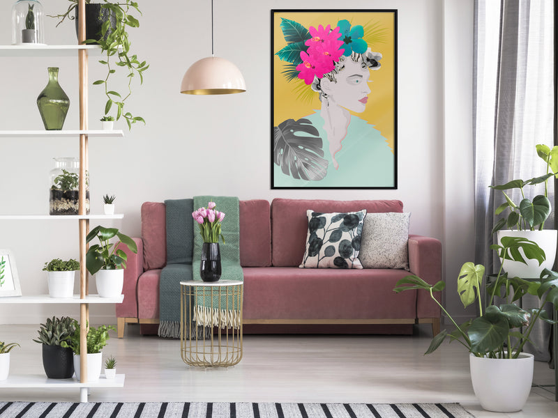 Poster - Crown of Flowers  - zwart