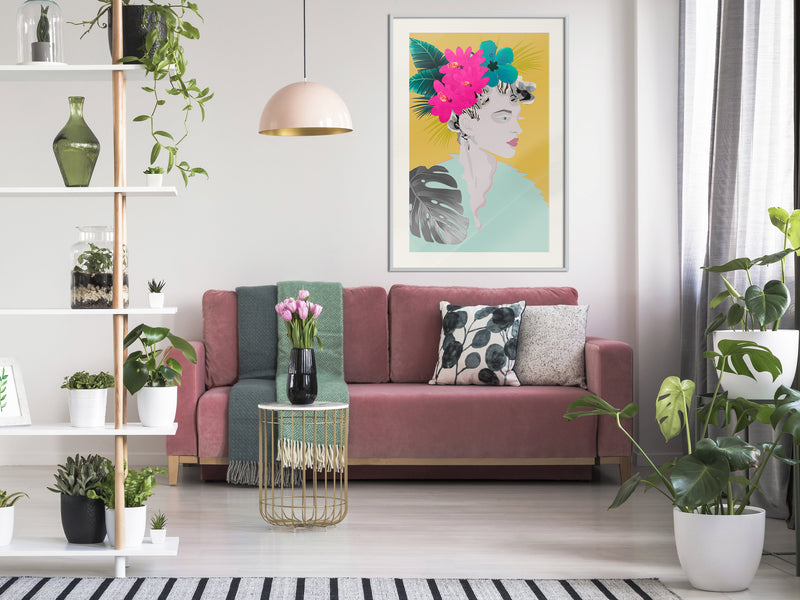 Poster - Crown of Flowers  - wit passepartout