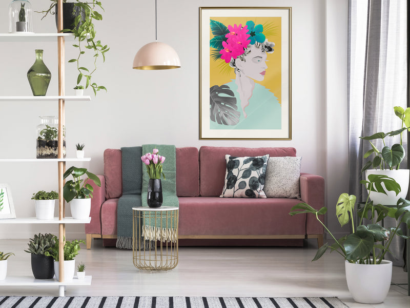 Poster - Crown of Flowers  - goud passepartout