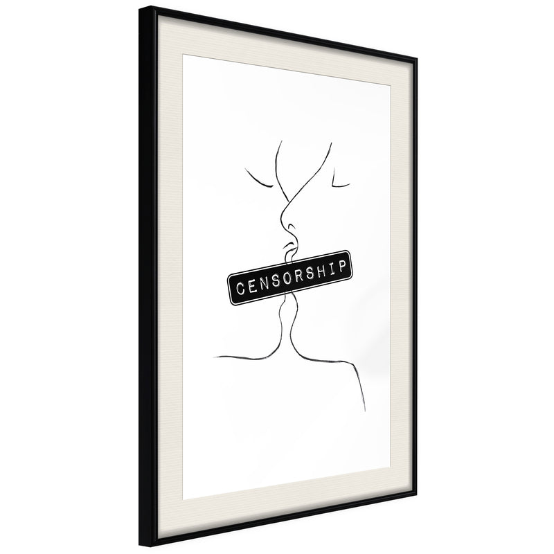 Poster - Forbidden Kiss  - zwart passepartout