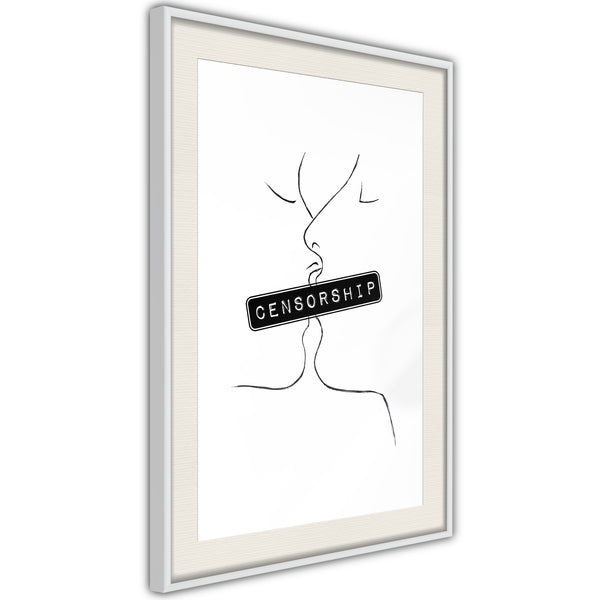 Poster - Forbidden Kiss  - wit passepartout