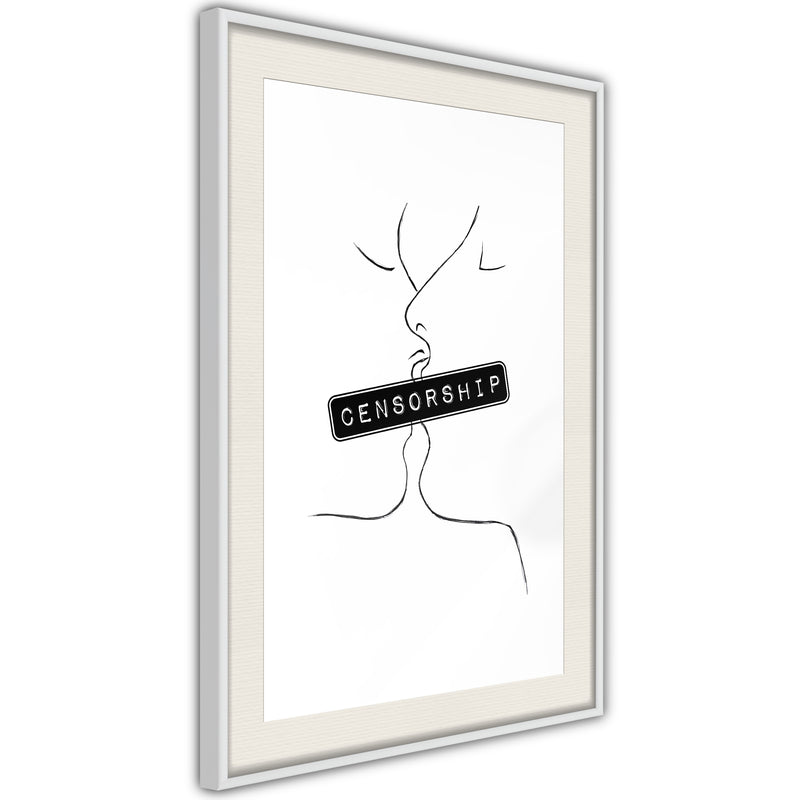Poster - Forbidden Kiss  - wit passepartout