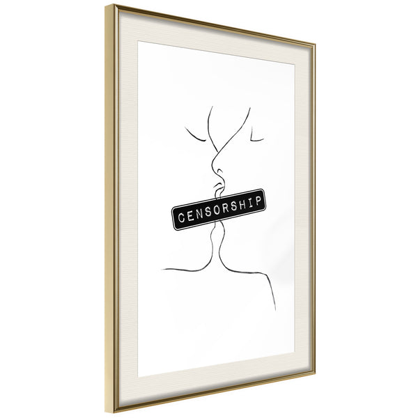 Poster - Forbidden Kiss  - goud passepartout