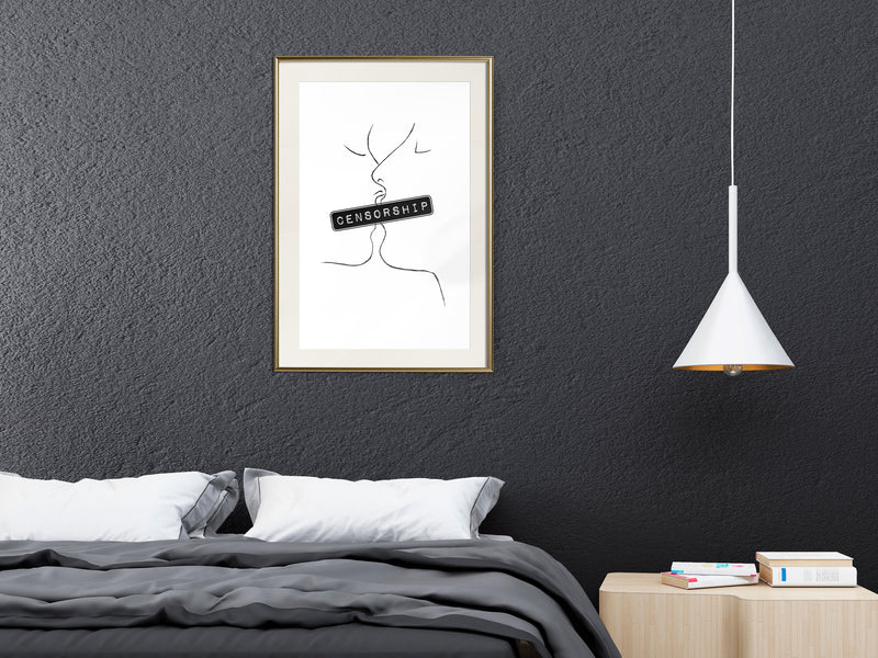 Poster - Forbidden Kiss  - goud passepartout