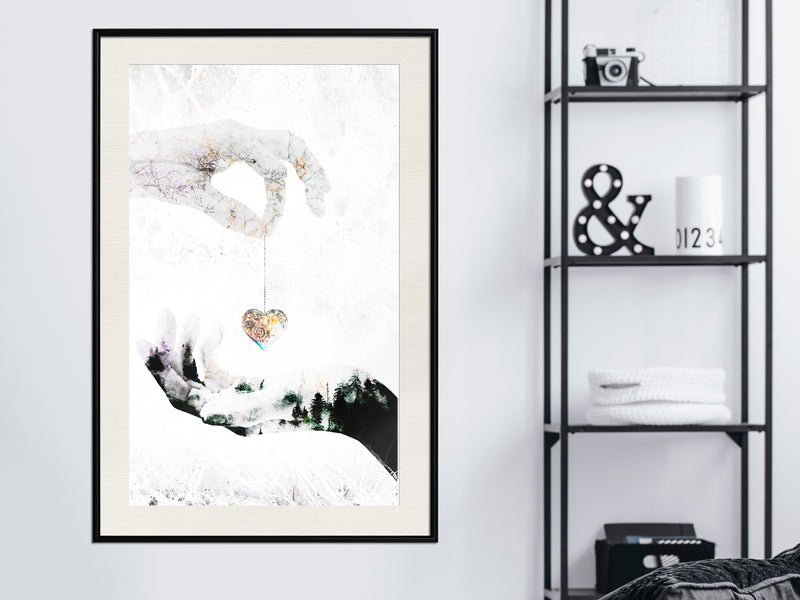 Poster - Give Me Your Heart  - zwart passepartout