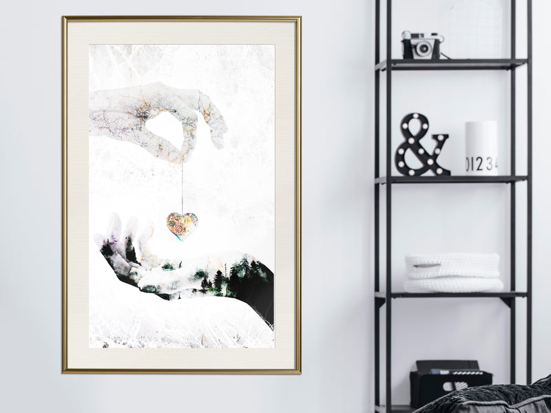 Poster - Give Me Your Heart  - goud passepartout