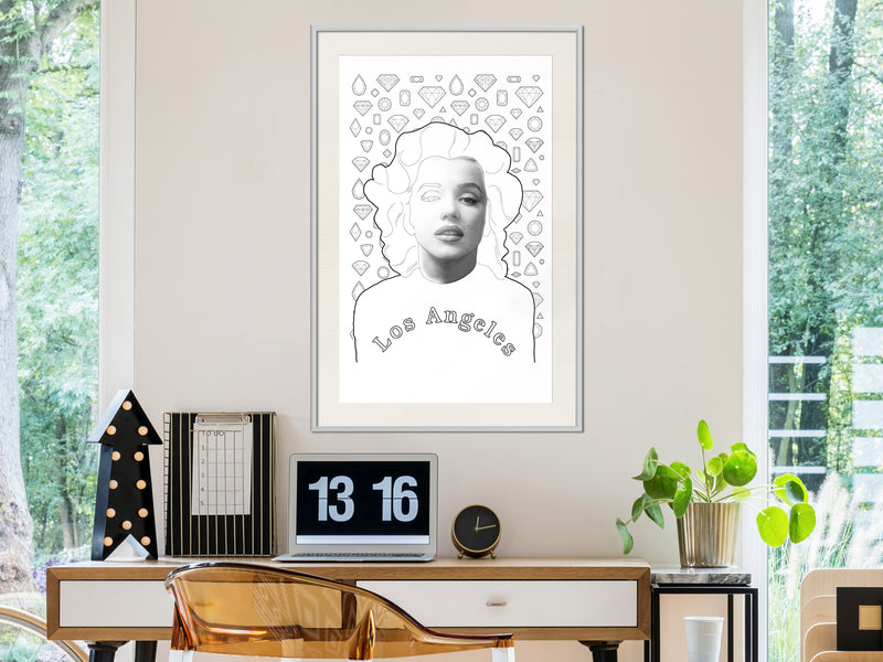 Poster - Marilyn in Los Angeles  - wit passepartout
