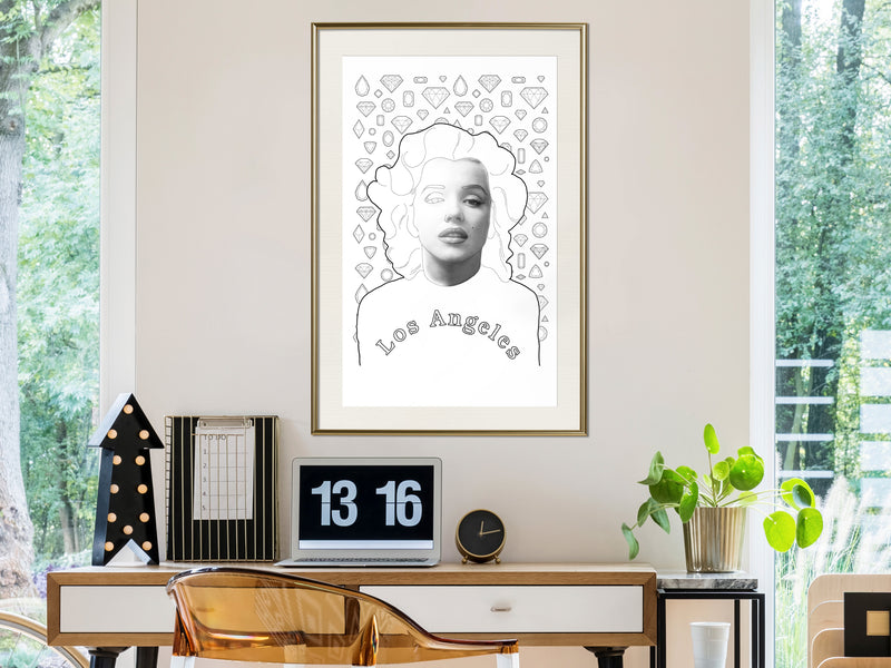 Poster - Marilyn in Los Angeles  - goud passepartout