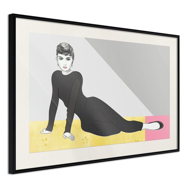 Poster - Elegant Audrey  - zwart passepartout