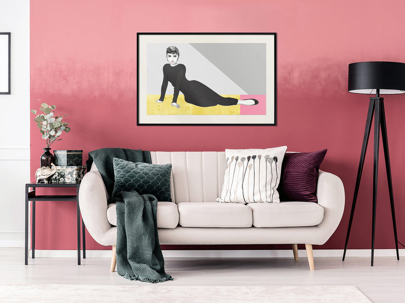 Poster - Elegant Audrey  - zwart passepartout