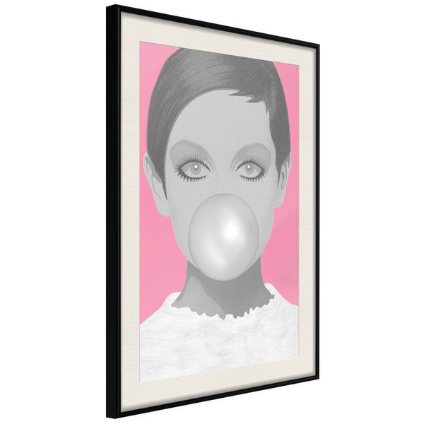 Poster - Twiggy  - zwart passepartout