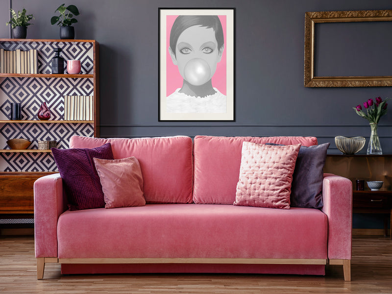 Poster - Twiggy  - zwart passepartout