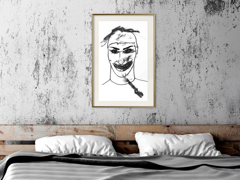 Poster - Scary Clown  - goud passepartout