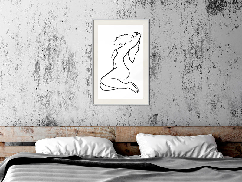 Poster - Coquettish Pose  - wit passepartout