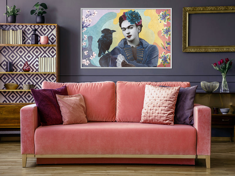 Poster - Frida with a Raven  - wit