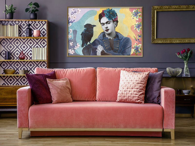 Poster - Frida with a Raven  - goud