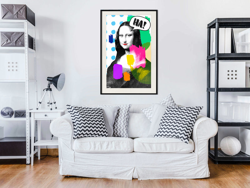 Poster - Mona Lisa's Laughter  - zwart passepartout