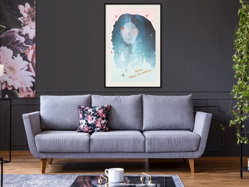 Poster - Winter Constellation  - zwart passepartout